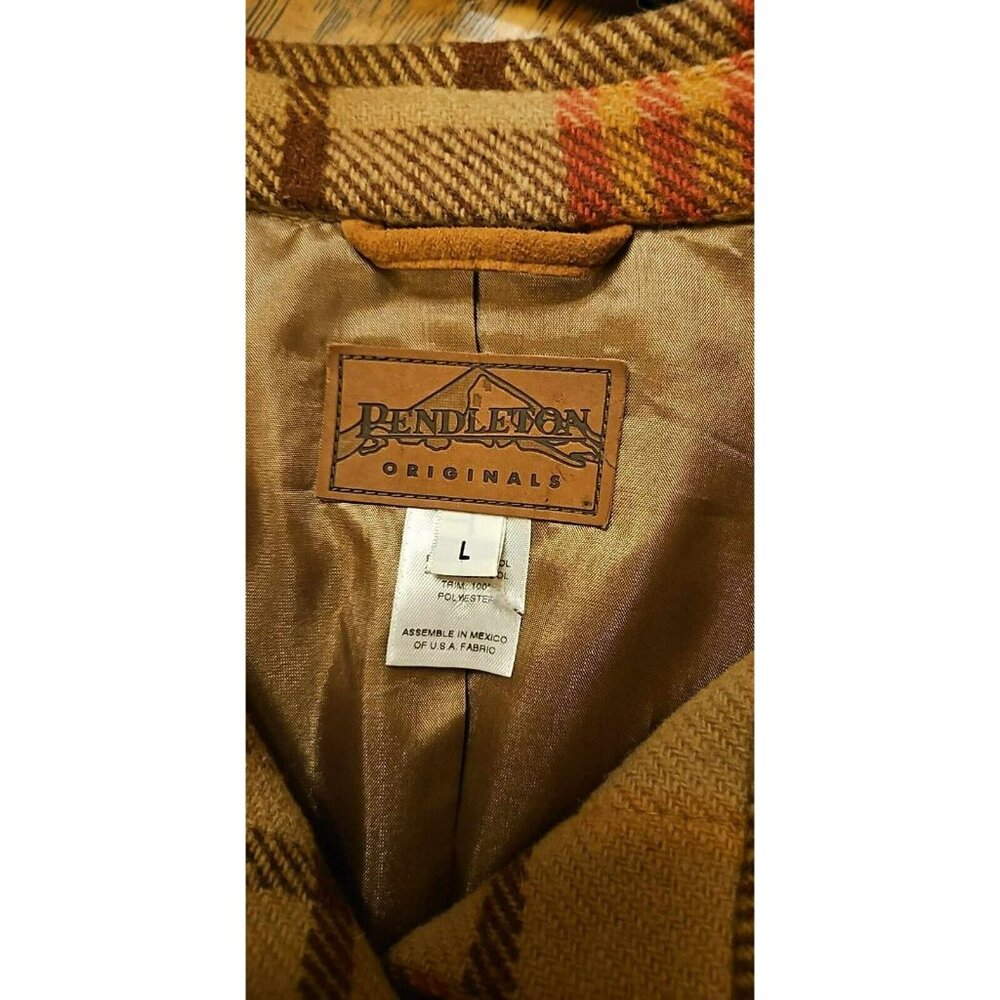 Pendleton Plaid Jacket FLAW Camel Brown Pink Wool & Lambswool  Lined Coat - Picture 11 of 15